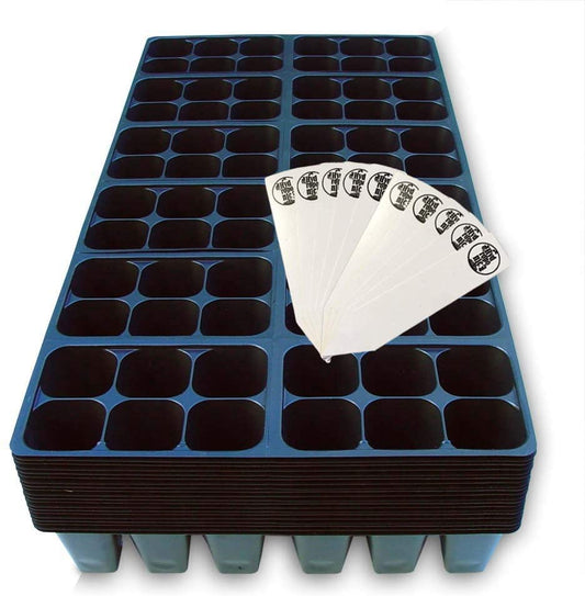 The Hydroponic City Seed Starter Tray, 1440 Cells (240 Trays - 6 Cells Per Tray) + Plant Stakes - size: 240 Trays (1440 Cells)