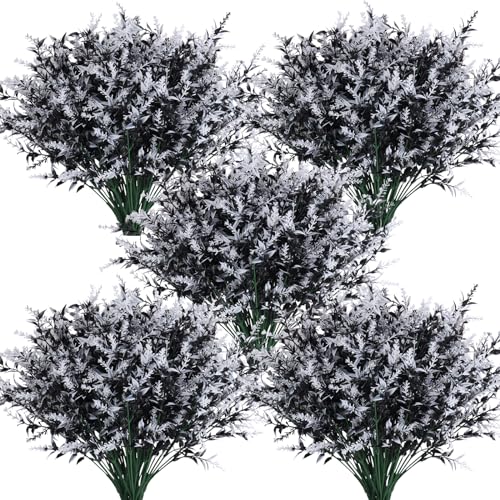 RECUTMS 36Pcs Black Fall Decor Artificial Plant Outdoor Fake Spring Flower - color: Black+white, size: 36 Bundles