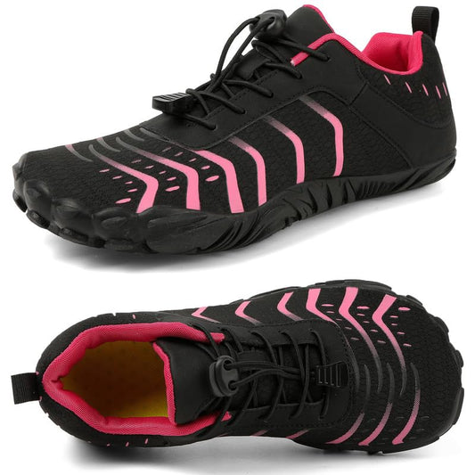 Barefoot Shoes Men Women Minimalist Shoes Zero Drop Workout Cross-Trainer Hiking Water Wide Toe Box Grounded Footwear Weightlifting Walking - color: Black Rose, size: 7 Women/6 Men