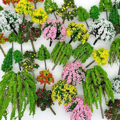 Cayway 65 PCS Model Trees Mixed Model Tree, Diorama Tree Fake Miniature Trees Model Scenery Supplies for DIY Projects Landscape Fairy Garden - color: Style C