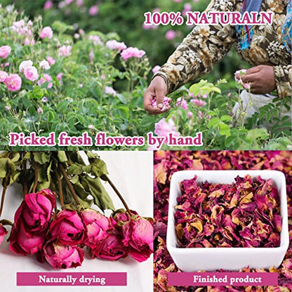 SACATR Dried Flowers, 50 Bags 100% Natural Dried Herbs Kit for Soap Making, Candle, Resin Jewelry Making, Bath, Nail - Include Rose Petals, Rosebuds, Lilium, Jasmine, Don't Forget Me and More - color: 50 Bags*10g