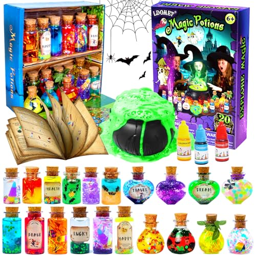 LDomet Magic Potions Kit for Kids - Mix 20 Fairy Dust Potion Bottles, Halloween Christmas Party Decorations, Creative Gift Craft Toy for Ages Boys Girls 6 7 8 9 10+ - color: WIZARD