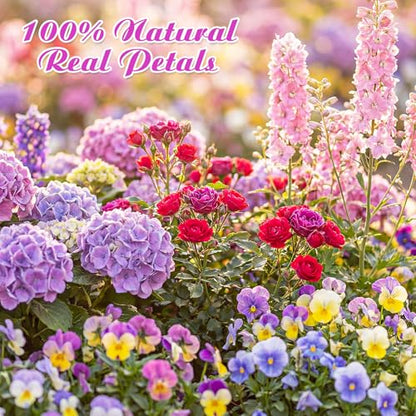96 Pcs Pressed Edible Flowers, Colorful, Flower Style | Natural Dried Flowers for Cake Topper Cupcake, Cocktails Garnish, Resin Jewelry DIY, Soap, Candle Making Art Crafts - color: Colorful, style: Flower Style