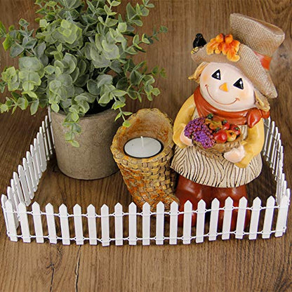 Prsildan 40 Inches Miniature Fairy Garden Fence, DIY Wood Picket Fence Mini Ornament - color: White One Pack