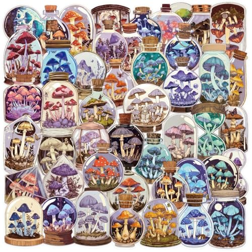 50PCS Vintage Mushroom Jar Stickers - style: Mushroom