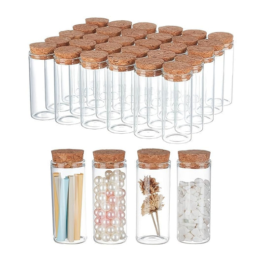 20ml Glass Tube with Wooden Cork 20cc Clear Glass Vial Transparent Jar Cork Tube Bottles 12pcs (12, 20ml-30x50mm) - size: 20ml-30x50mm