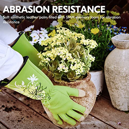 Vgo... 1-Pair Ladies' Synthetic Leather Gardening Gloves, Long Sleeves Gauntlet, Breathable & Grip Work Gloves, High Dexterity, Washable (Size L, Green, SL7445) - color: 1 Pair - Light Green, size: Women's Large