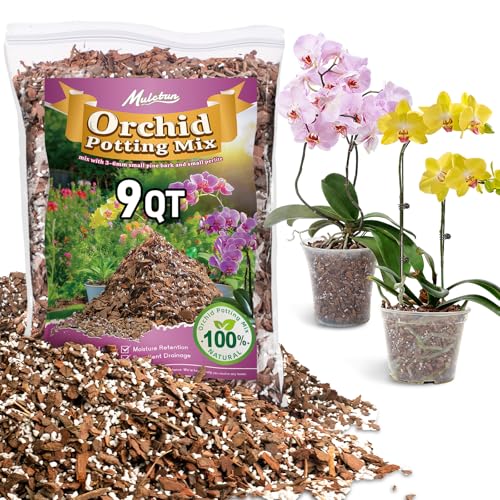 Orchid Bark Potting Mix - 9QT Natural Orchid Potting Mix for Repotting, Blended with Small Pine Bark and Perlite to Provide Ideal Ventilation and Good Drainage for Orchids and Other Potted Plants - size: 9 qt