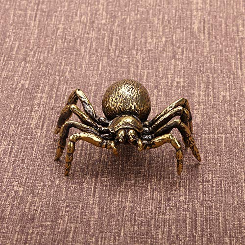 Brass Spider Figurine, Japanese Style Fengshui Wealth Sculpture Lucky Statue Tea Pet Miniature Artware Collectible Figure for Home Office - color: 1 Spider Statue