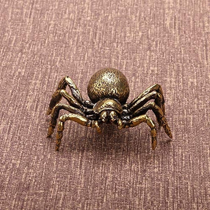 Brass Spider Figurine, Japanese Style Fengshui Wealth Sculpture Lucky Statue Tea Pet Miniature Artware Collectible Figure for Home Office - color: 1 Spider Statue