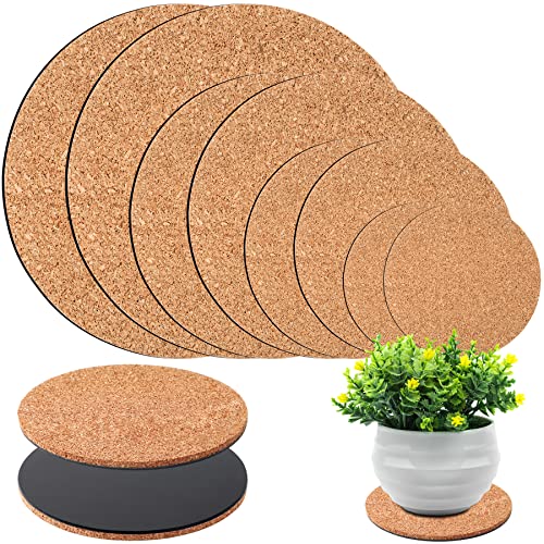 8 Pieces 4 Sizes Cork Plant Saucersplant Mats Round Coasters Pad for Plants House Garden Indoors Pots DIY Craft Project (4 Inches,6 Inches,8 Inches,10 Inches) - size: 4In,6In,8In,10In