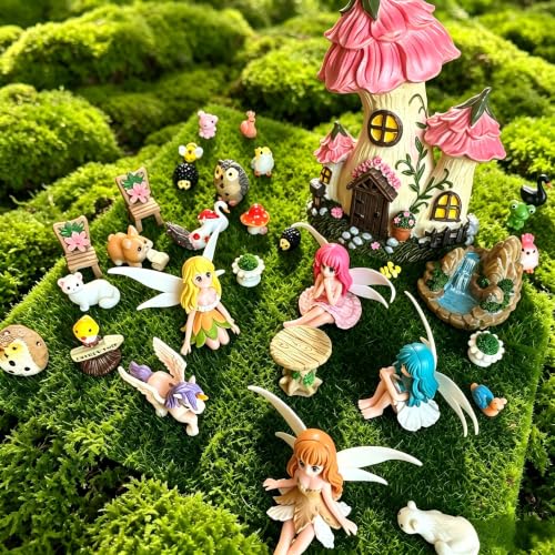 36 Pcs Fairy Garden Accessories-Fairy Garden House Resin Accessories Fairy Elves Kit Animals Decor Outdoor for DIY Dollhouse