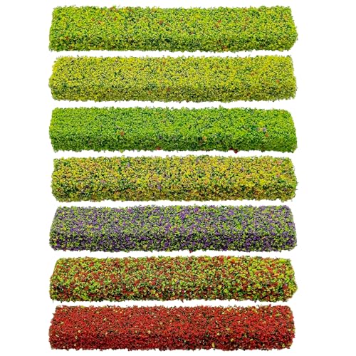 Woohome 7 Color Miniature Shrub Strips Static Grass Tuft Static Shrub Vegetation Groups DIY Miniature Colorful Flower Cluster for DIY Model Train Landscape Railroad Scenery - color: 7 Colors