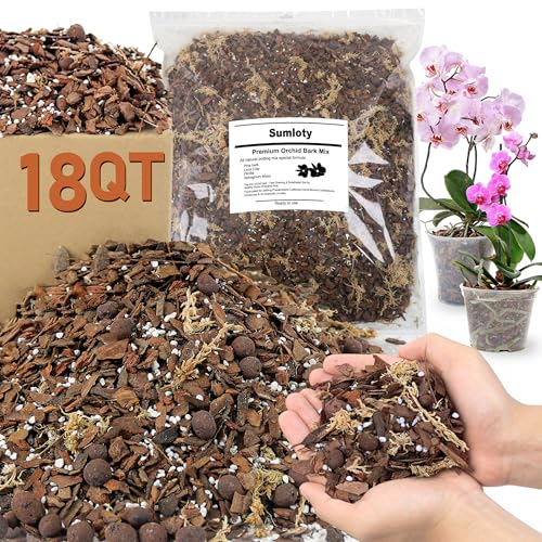Orchid Bark Potting Mix, Orchid Soil Mix with Pine Bark, Ready to Use, 18QT - size: 18QT