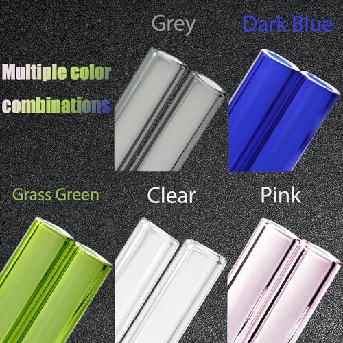 12 Pcs Gtysmox 4 Inches 5 Colors Borosilicate Glass Tubes, 12mm Diameter 2mm Thickness Glass Tubing with 1 Cleaning Brush(Transparent Pink Green Blue Gray) - size: 4 inches