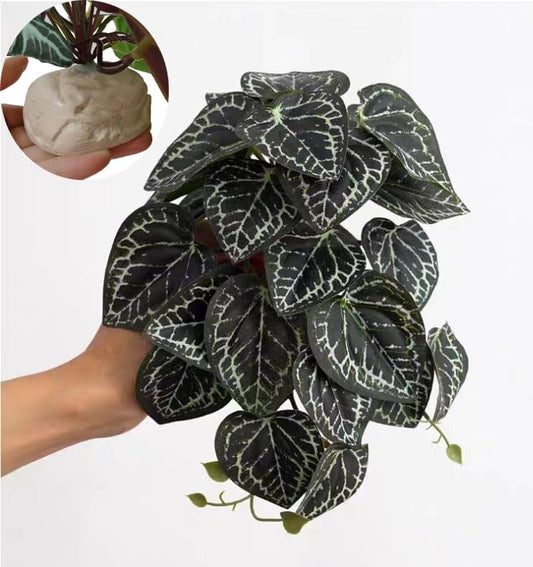 Fake Reptile Plants for Terrarium,Habitat Decor,Artificial Plant - color: Anthurium Crystallinum