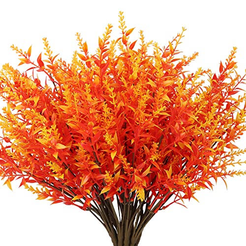 RECUTMS 8pcs Artificial Fall Flowers Outdoor UV Resistant Outdoors Greenery - color: Gold, size: 8 Bundles