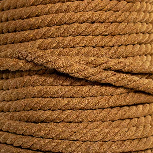 Natural Twisted Cotton Rope - Soft But Strong - Assorted Colors - 1/2 Inch Diameter (Camel, 10 Feet) - color: Camel, size: 10ft