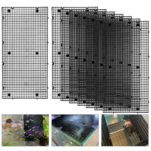 Plastic Egg Crate Grip Panel Fish Tank Divider Aquarium Divider Filter Bottom Fish Tank Isolation Board Egg Crate Tray (Black, 8pcs 11.8X5.9 Inch with 0.15 Inch Hole) - color: Black, size: 8pcs 11.8X5.9 Inch with 0.15 Inch hole