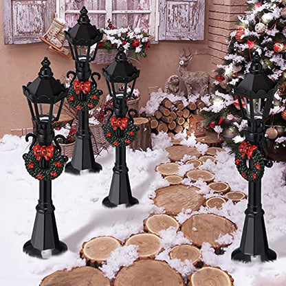 Honoson 4 Pcs Christmas Village Mini Street Lamp Dollhouse,Classic - style: Classic Style