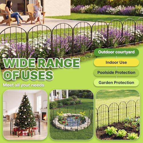 Decorative Garden Fence No Dig Fencing 10 Pack, 11ft (L) x 24in (H) Rustproof Metal Wire Panel Border Animal Barrier,Apply to Dog Fencing Outdoor for The Yard - size: 11 ft (L) x 24 in (H)
