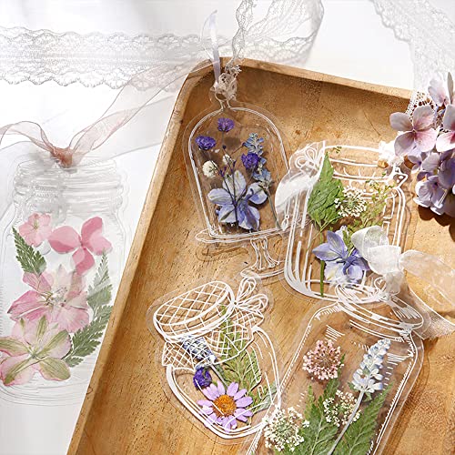 40Pcs Large Size DIY Bookmarks, Kaluofan Transparent Dried Flower Bookmarks, Handmade Dried Flower Bookmarks,Flower Bookmarks Maker, Handmade DIY Transparent Beautiful Flower Page - color: L02, size: 40PCS