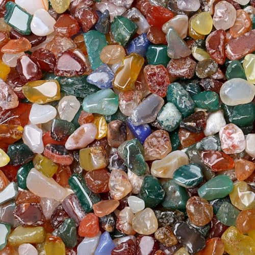 LAIDANLA Colorful Agate 1lb Crystal Polished Tumbled Stones Irregular Shaped Crystal Chips Bulk Natural Gemstone Aquarium Gravel Rocks Vase Filler Fish Tank Gravel Home Decoration - color: Colorful Agate, size: 1 Pound-（0.28"-0.35"）