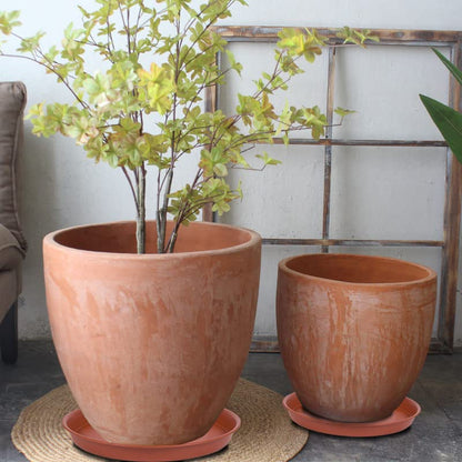 2 Pack of 8 inch Plant Saucer, Bird Bath Bowl 8 inch, Plant Dishes Saucer, Flower Plant Water Trays for Indoors, Plate for Planter 7-9" (8 inch, Terracotta) - size: 8" (2 pack)