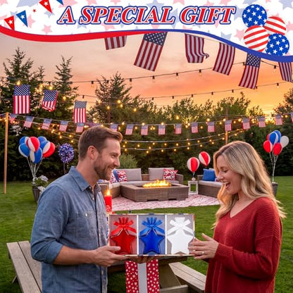 Remerry Patriotic Star Plant Terrarium with Wooden Stand, Red White Blue - color: Red,white,blue, size: 3 Star Vases, style: Patriotic Star