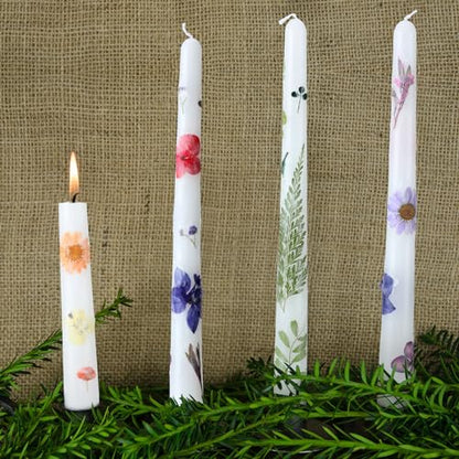 MTLEE 30 Pack Pressed Flower Candles Making Kit 6 Set Dried Pressed Flowers 12 White Taper 10 White Tealight Candles with Tweezers Brush for DIY Crafts Birthday Wedding Party Favors