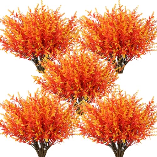 RECUTMS Fake Fall Flowers for Decoration Artificial Flower Lavender Outdoor - color: Gold, size: 36 Bundles