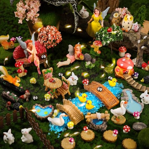 109 Pcs Fairy Garden Accessories Miniature Fairy Figurines Kit