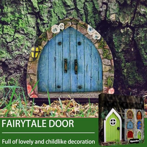 Enchanted Fairy Door for Tree Trunks - Weather-Resistant Miniature Garden Decor, 6-Piece Whimsical Outdoor Accessory Kit for Kids & Fantasy Enthusiasts