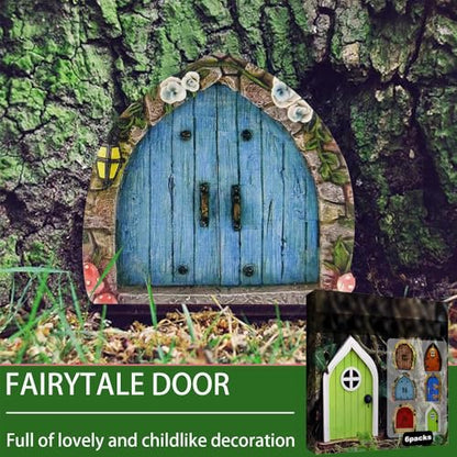 Enchanted Fairy Door for Tree Trunks - Weather-Resistant Miniature Garden Decor, 6-Piece Whimsical Outdoor Accessory Kit for Kids & Fantasy Enthusiasts