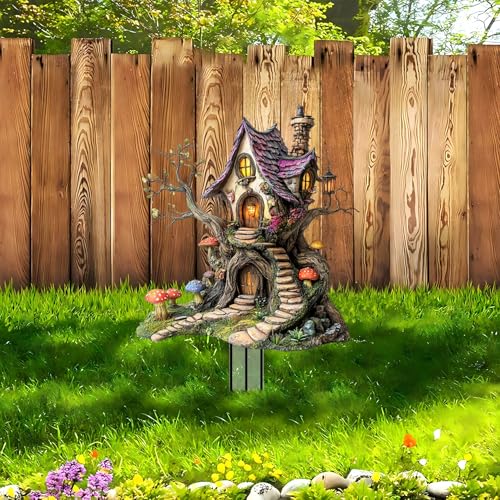 House Garden Stakes Decor Yard Acrylic - 2D Spring Garden Acrylic Sign Decoration, Yard Art, Gift for Nature Lovers, for Indoor & Outdoor Flower Pots, Yard, Mini Gardens & Lawn (5.9”x5.9”) Y28