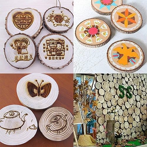 Unfinished Natural with Tree Bark Wood Slices 10 Pcs 4.2-4.7 inch Disc Coasters Wood Coaster Pieces Craft Wood kit Circles Crafts Christmas Ornaments DIY Crafts with Bark for Crafts Rustic Wedding - size: 10pcs 4.2-4.7inch
