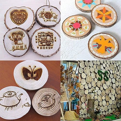 Unfinished Natural with Tree Bark Wood Slices 10 Pcs 4.2-4.7 inch Disc Coasters Wood Coaster Pieces Craft Wood kit Circles Crafts Christmas Ornaments DIY Crafts with Bark for Crafts Rustic Wedding - size: 10pcs 4.2-4.7inch