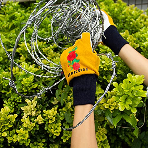 Cactus Gloves, 2 Layers Leather Palm, Deerskin Back Women Gardening Gloves | Thorn Proof for Cacti Handling, Elastic Cuff, Touch Screen, Goatskin with Deerskin Leather Palm Garden Gloves for Women - size: Small (Pack of 1)