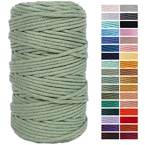 Avocado Green Macrame Cord 4mm x 109Yards,Colored Cotton Rope Craft Cord Colorful Cotton Cord Twine for Wall Hanging Plant Hangers Crafts Knitting Decorative Projects - color: Avocado Green, size: 4mm x 109yards