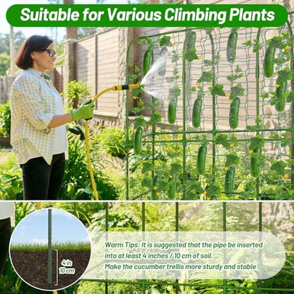U-Shape Cucumber Trellis with Fabric Raised Garden Bed 65x50 Inch Metal Garden Arch Trellis with Net, Climbing Plants Vegetables Heavy-Duty Outdoor Plant Support for Pea, Grape, Squash, Tomatoes - size: 1pack 65 x 50 Inch