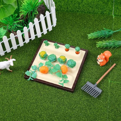Mini Garden Tools Miniature Dollhouse Decorations Mini Shovel Rake Farm Model Small Ornament Resin Vegetable Figurines Field Scene Landscape Outdoor Decor
