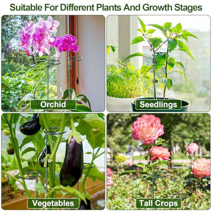 Mwellewm 3 Sets Plant Stakes 12/25/36 Inch Adjustable Plant Support Stakes Tall for Indoor Outdoor Plant Holder Stick Steel Garden Stem Pole Amaryllis Stakes with 15 Clip for Tomato Orchid Lily Flower - size: 3 pcs set