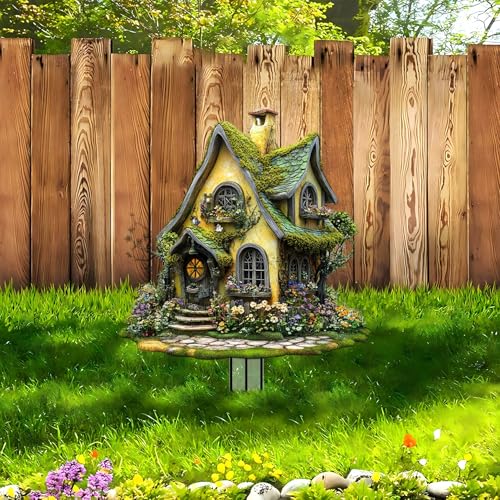 House Garden Stakes Decor Yard Acrylic - 2D Spring Garden Acrylic Sign Decoration, Yard Art, Gift for Nature Lovers, for Indoor & Outdoor Flower Pots, Yard, Mini Gardens & Lawn (5.9”x5.9”) Y33