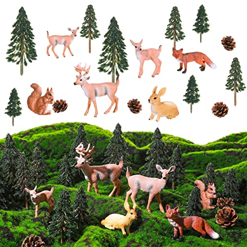Sratte 26 Pcs Forest Animal Figures Diorama Kit, Woodland Creatures Toys Hunting Toys Model Diorama Supplies for Back to School Gift Educational Learning Birthday Gift
