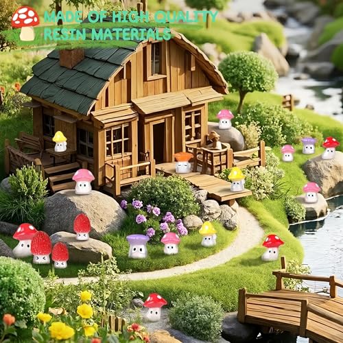 60pcs Luminous Mini Mushrooms Cute Resin Mushrooms Miniature Little Small Mushroom Figures Bulk for for Micro Fairy Garden Landscape Aquarium Accessories Dollhouse Hide Crafts Decor - style: 60pcs Cute Mushrooms