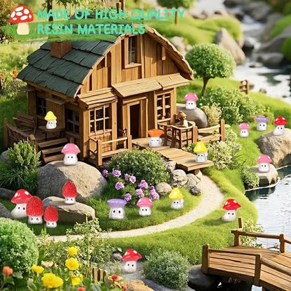 60pcs Luminous Mini Mushrooms Cute Resin Mushrooms Miniature Little Small Mushroom Figures Bulk for for Micro Fairy Garden Landscape Aquarium Accessories Dollhouse Hide Crafts Decor - style: 60pcs Cute Mushrooms