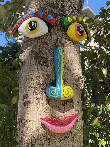 Tree Face Decor Outdoor, Cute Tree Faces Colorful Funny Outdoor Tree Faces Decor Creative Faces for Trees Garden Yard Tree Art Unique