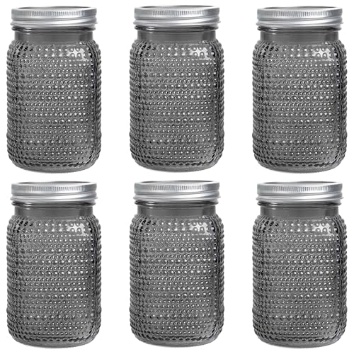 WELLIFE Mason Jars 32 oz, 6 Pack Quart Black Mason Jars Wide Mouth for Pickling, Glass Storage Jars, Canning, Decoration, Fermenting and Food Storage, Non-Slip Design - color: Black Dot Mason Jars 32oz-6Pcs