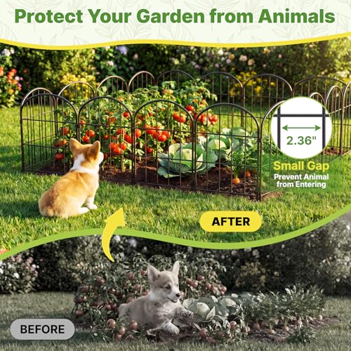 Decorative Garden Fence No Dig Fencing 10 Pack, 11ft (L) x 24in (H) Rustproof Metal Wire Panel Border Animal Barrier,Apply to Dog Fencing Outdoor for The Yard - size: 11 ft (L) x 24 in (H)