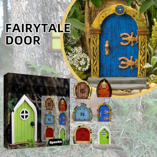 Enchanted Fairy Door for Tree Trunks - Weather-Resistant Miniature Garden Decor, 6-Piece Whimsical Outdoor Accessory Kit for Kids & Fantasy Enthusiasts